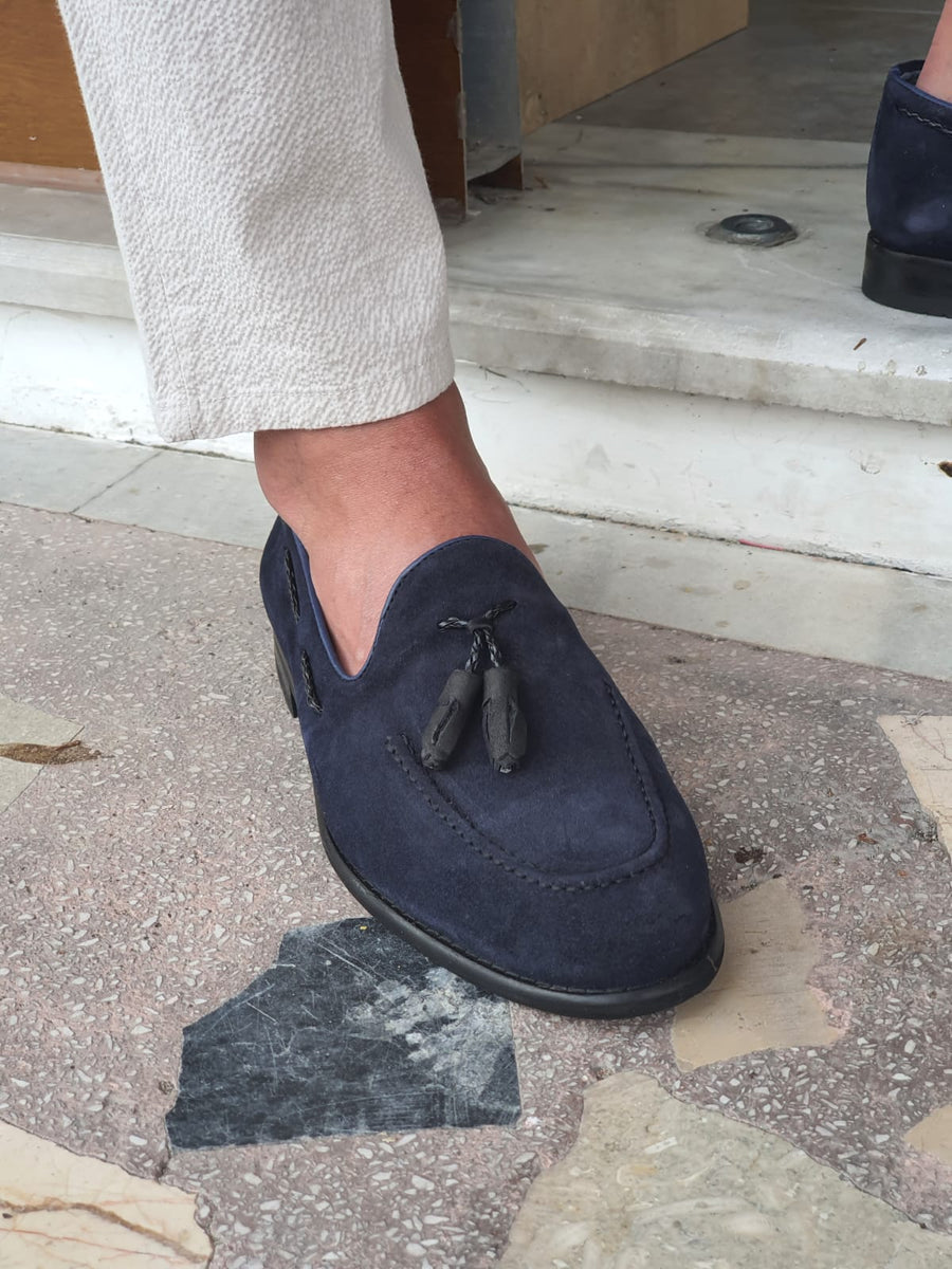 Bojo Bellingham Navy Blue Velvet Loafer freeshipping - BOJONI