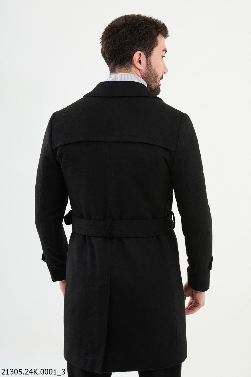 Bojoni Linas Slim Fit Black Coat