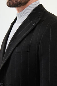 Belmonte Slim Fit Black Striped Blazer