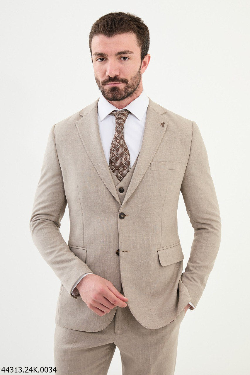 Belmonte Beige Classic Slim Fit Suit