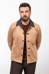 Bojoni Capena Beige Suede Slim Fit Jacket