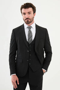 Bojoni Capena Black Plaid Patterned  Slim Fit Suit