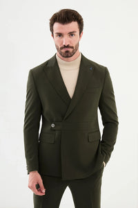 Bojoni Capena Slim Fit Khaki Single Lapel Button Detail Suit