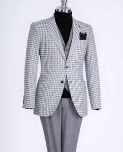 Bojoni Chicago Slim Fit Checked Gray Suit