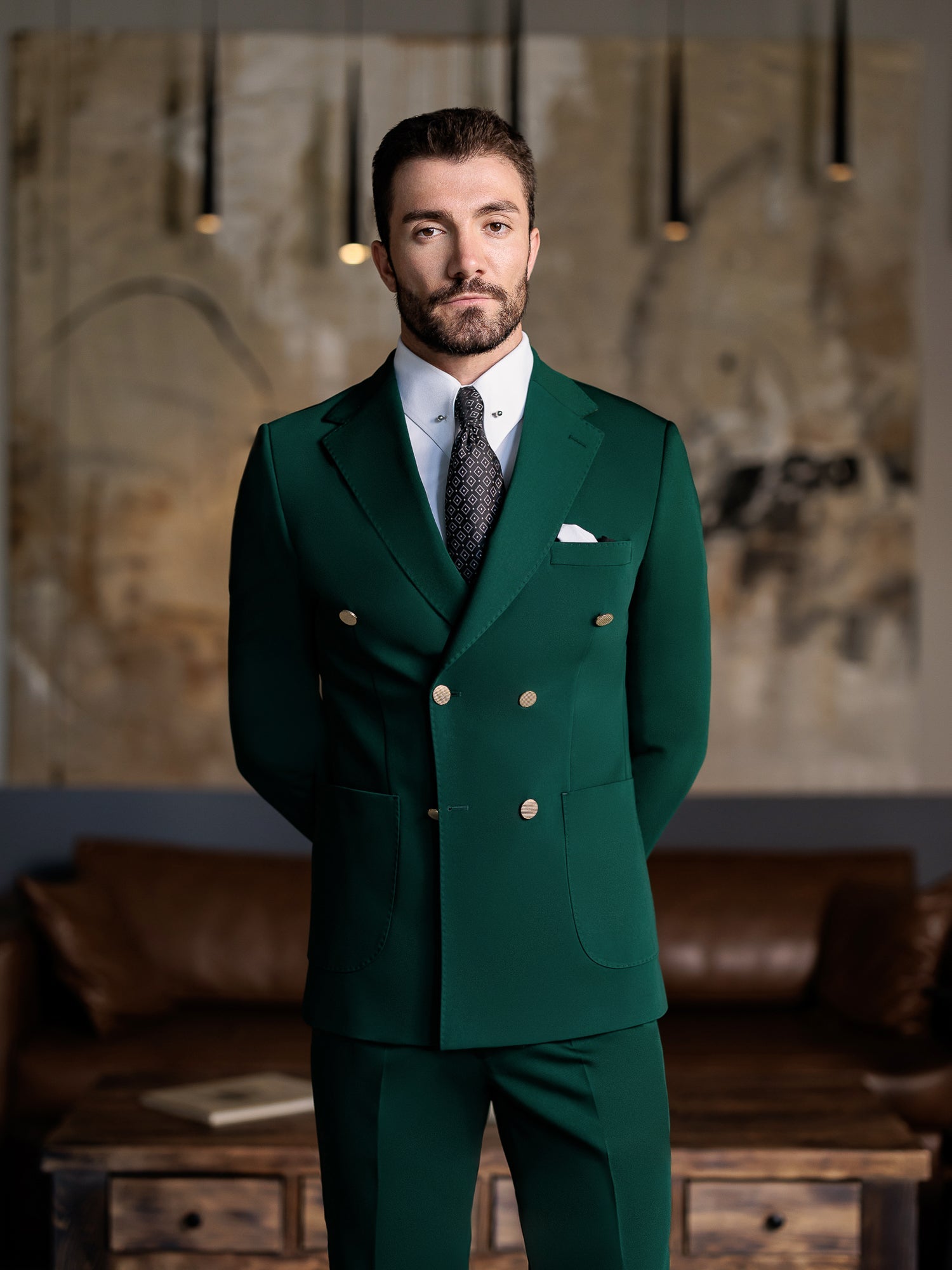 Green Double Breasted Suit 2-Piece