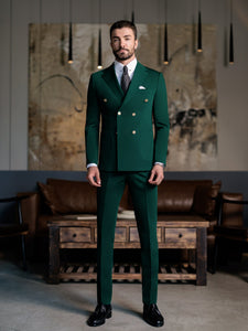 Green Double Breasted Suit 2-Piece