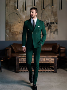 Green Double Breasted Suit 2-Piece