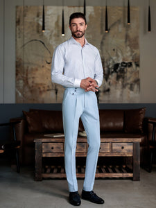 Sky-Blue Double Breasted Suit 2-Piece