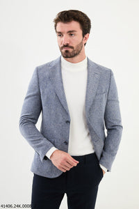 Belmonte Slim Fit Light Blue Mixed Blazer