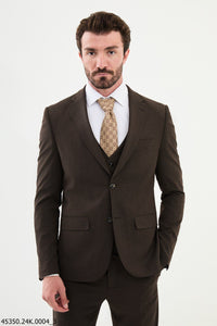 Belmonte Brown Plaid Classic Slim Fit Suit