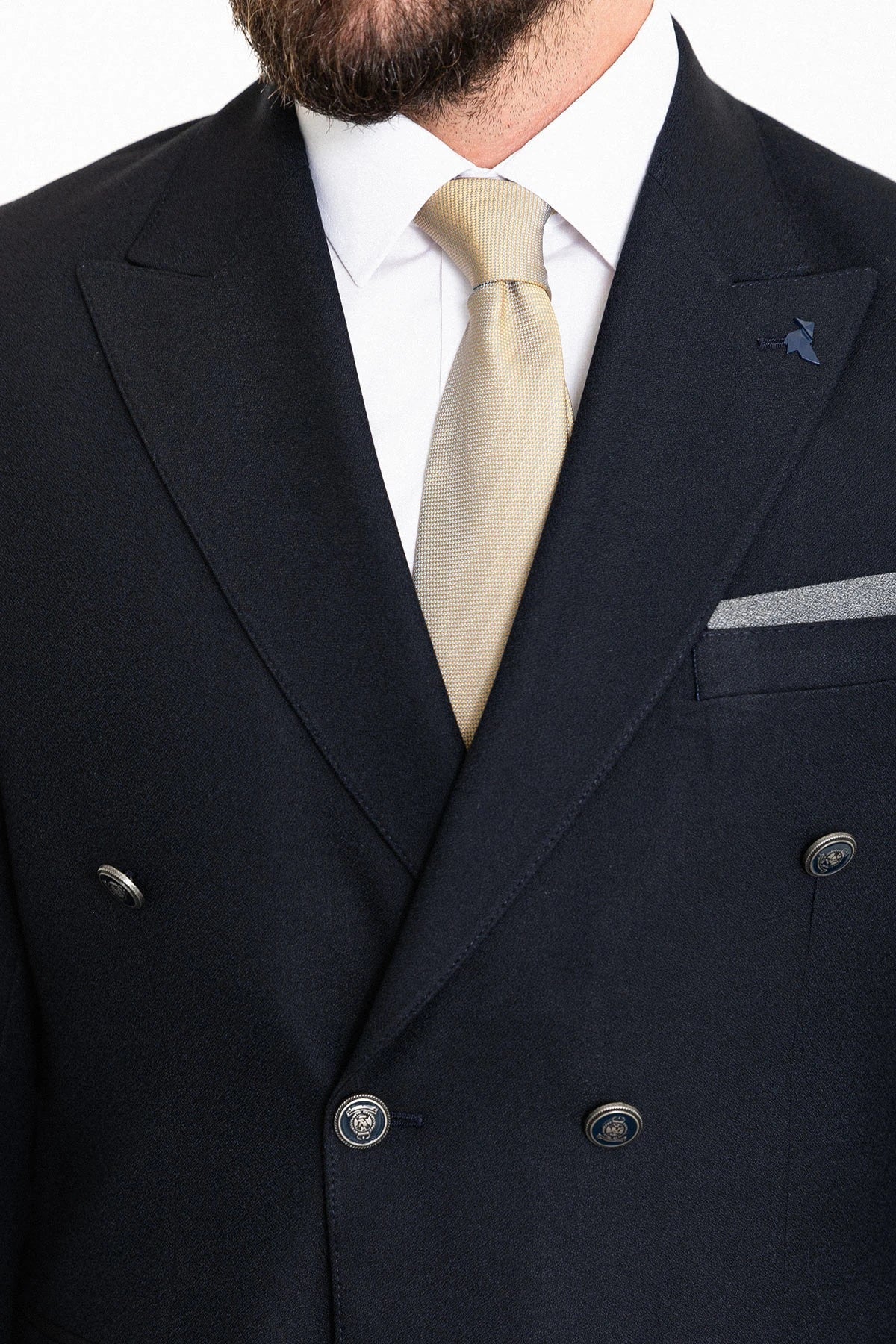 Bojoni Capena Navy Blue Double Breasted Slim Fit Suit