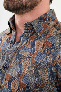 Bojoni Capena Patterned Slim Fit Camel Shirt