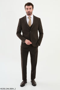 Belmonte Brown Plaid Classic Slim Fit Suit