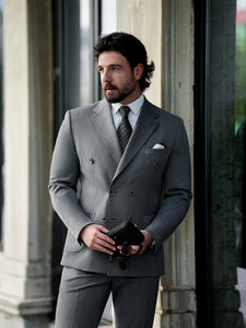 Grey Double Breasted Suit 2-Piece