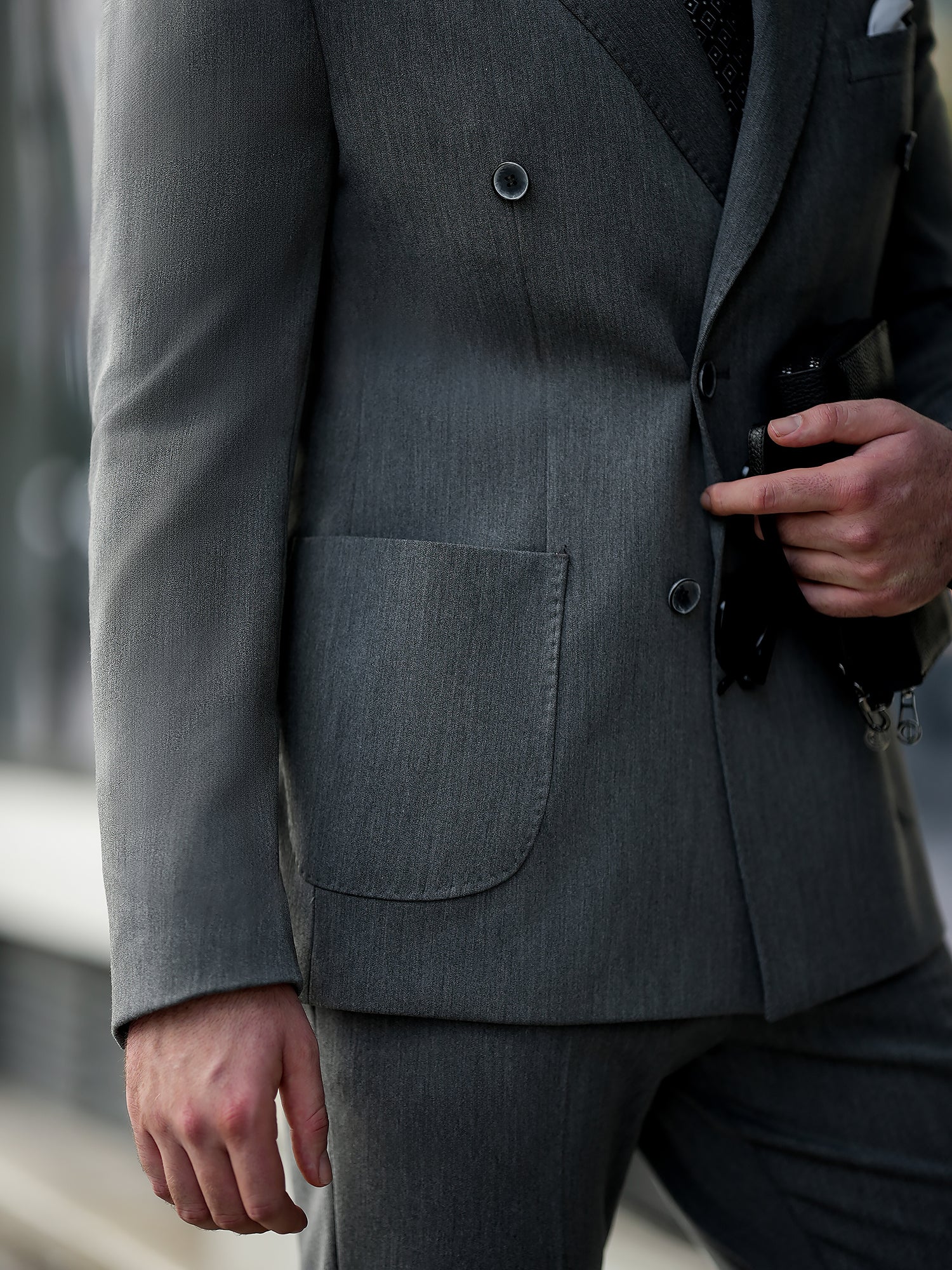 Grey Double Breasted Suit 2-Piece