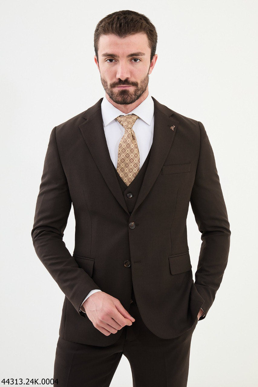 Belmonte Brown Classic Slim Fit Suit