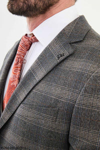 Belmonte Dark Beige Plaid  Slim Fit Suit