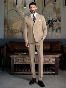 Camel Double Breasted Suit 2-Piece