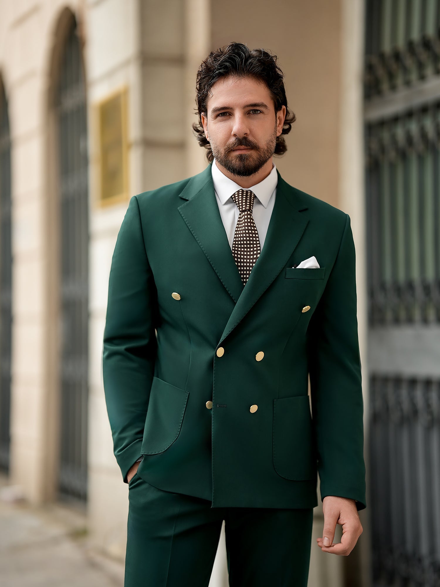 Green Double Breasted Suit 2-Piece