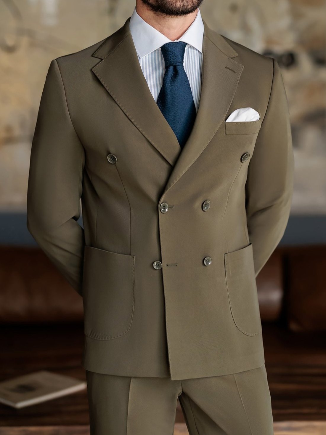 Khaki Double Breasted Suit 2-Piece