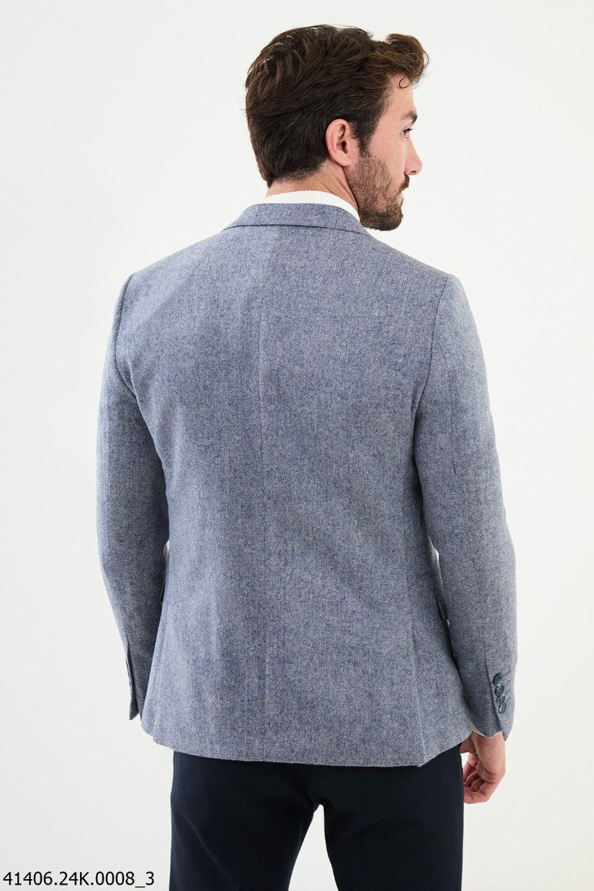 Belmonte Slim Fit Light Blue Mixed Blazer