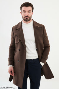 Bojoni Linas Slim Fit Brown Coat