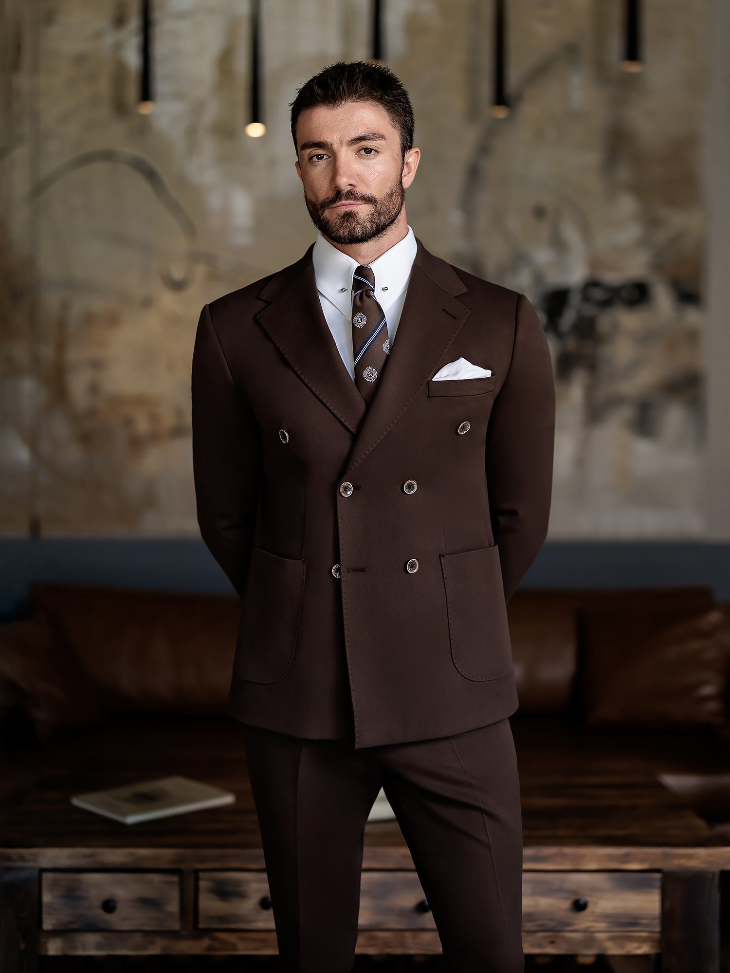 Brown Double Breasted Suit 2-Piece