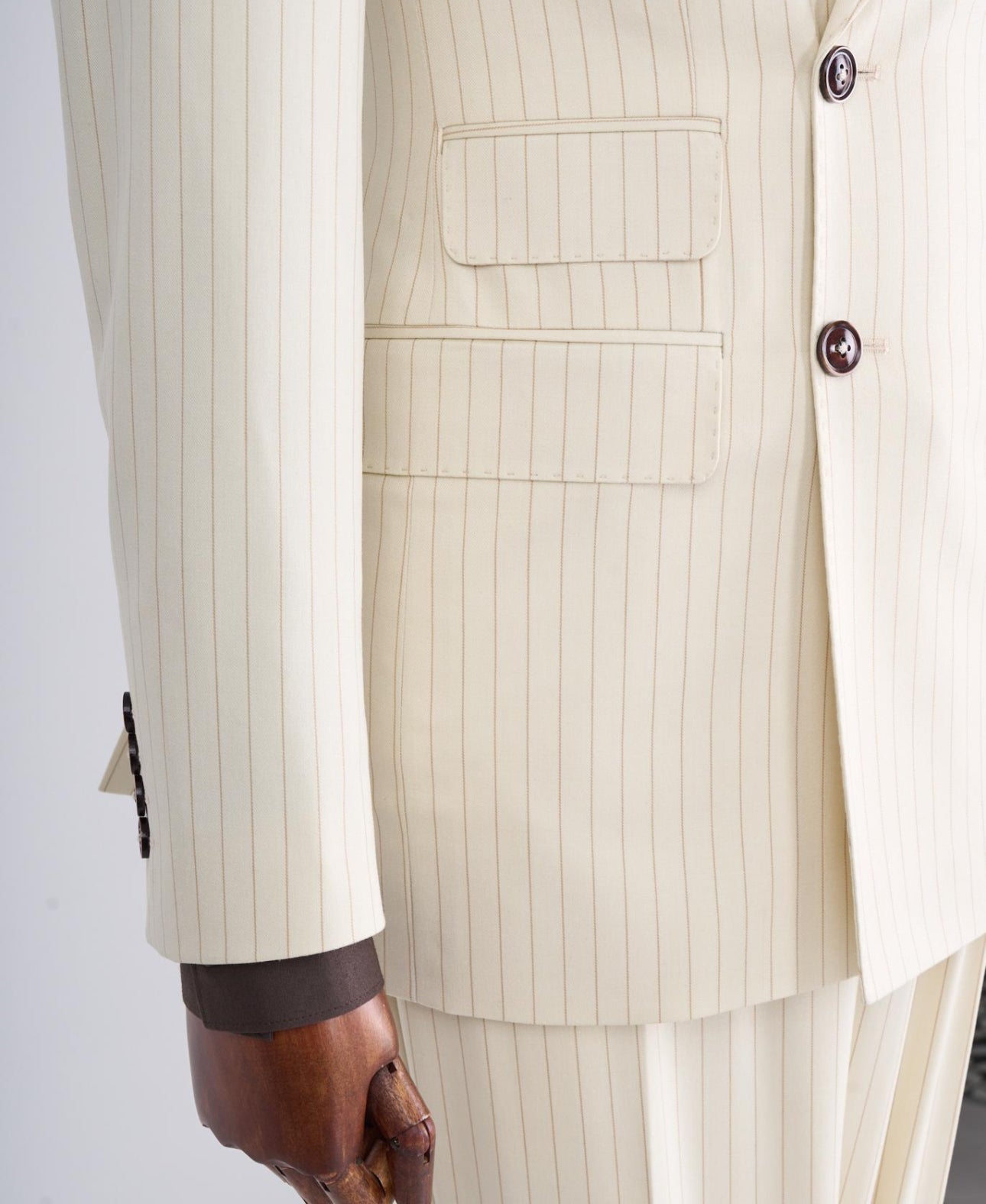 Bojoni Chicago Slim Fit Special Design Double Breasted Beige Suit