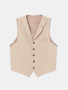 Beige Single Breasted Vest