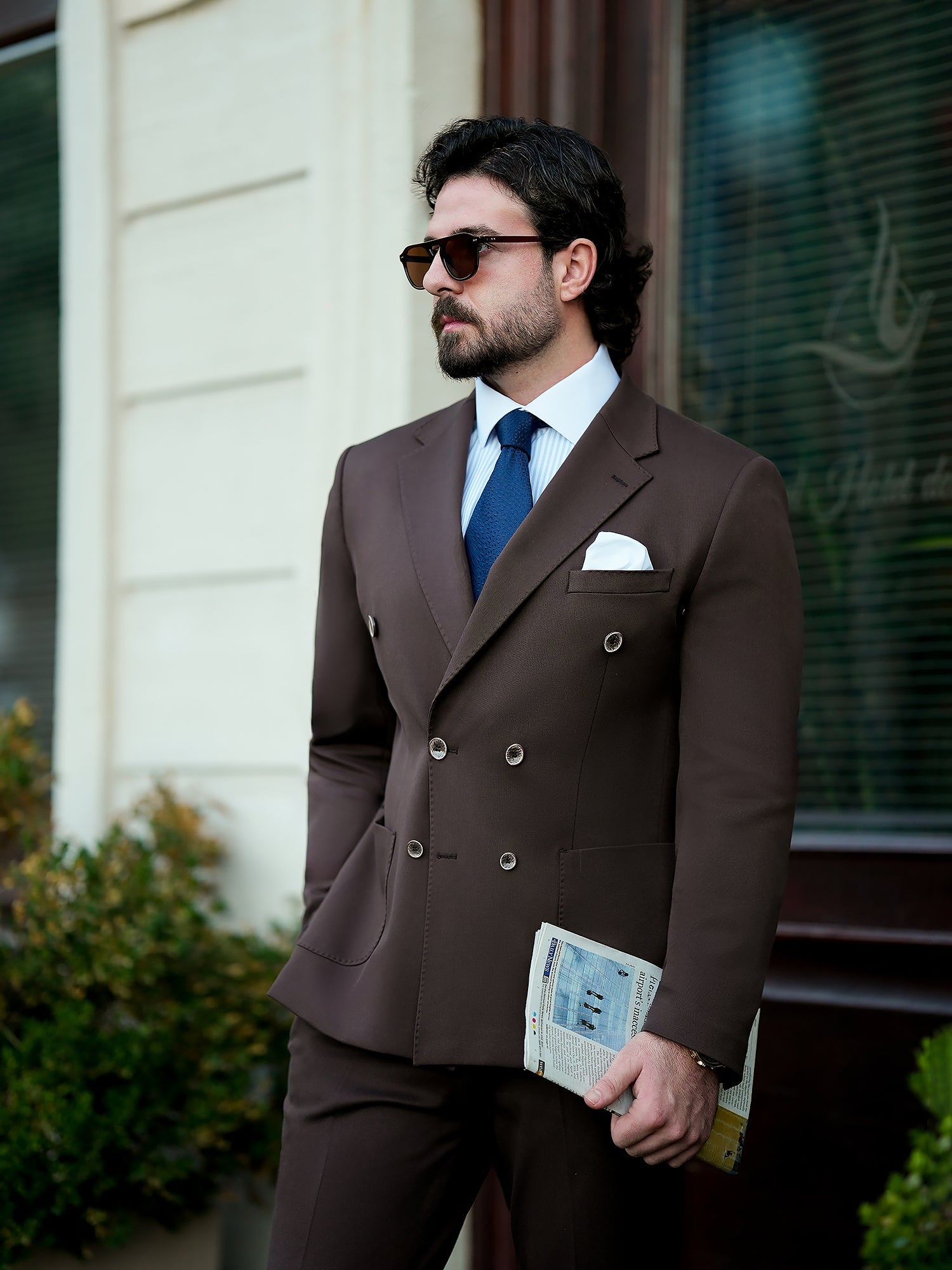 Brown Double Breasted Suit 2-Piece