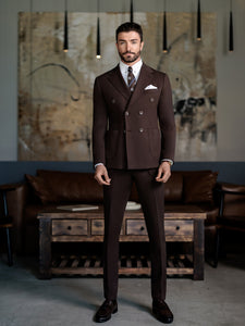 Brown Double Breasted Suit 2-Piece