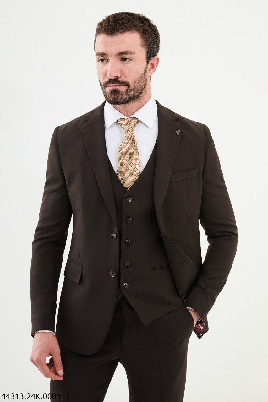 Belmonte Brown Classic Slim Fit Suit