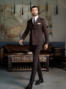 Brown Double Breasted Suit 2-Piece