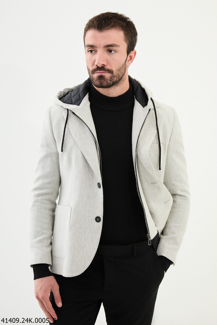 Belmonte Slim Fit Beige Hood Blazer