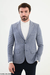 Belmonte Slim Fit Light Blue Mixed Blazer