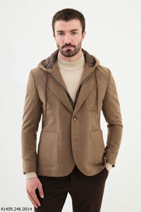 Belmonte Slim Fit Camel Hood Blazer