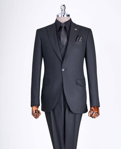 Bojoni Chicago Slim Fit Special Design Black Suit