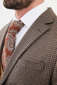 Belmonte Brown Plaid Patterned Slim Fit Suit