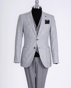 Bojoni Chicago Slim Fit Checked Gray Suit