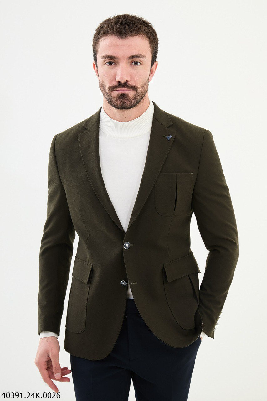 Belmonte Slim Fit Khaki Blazer