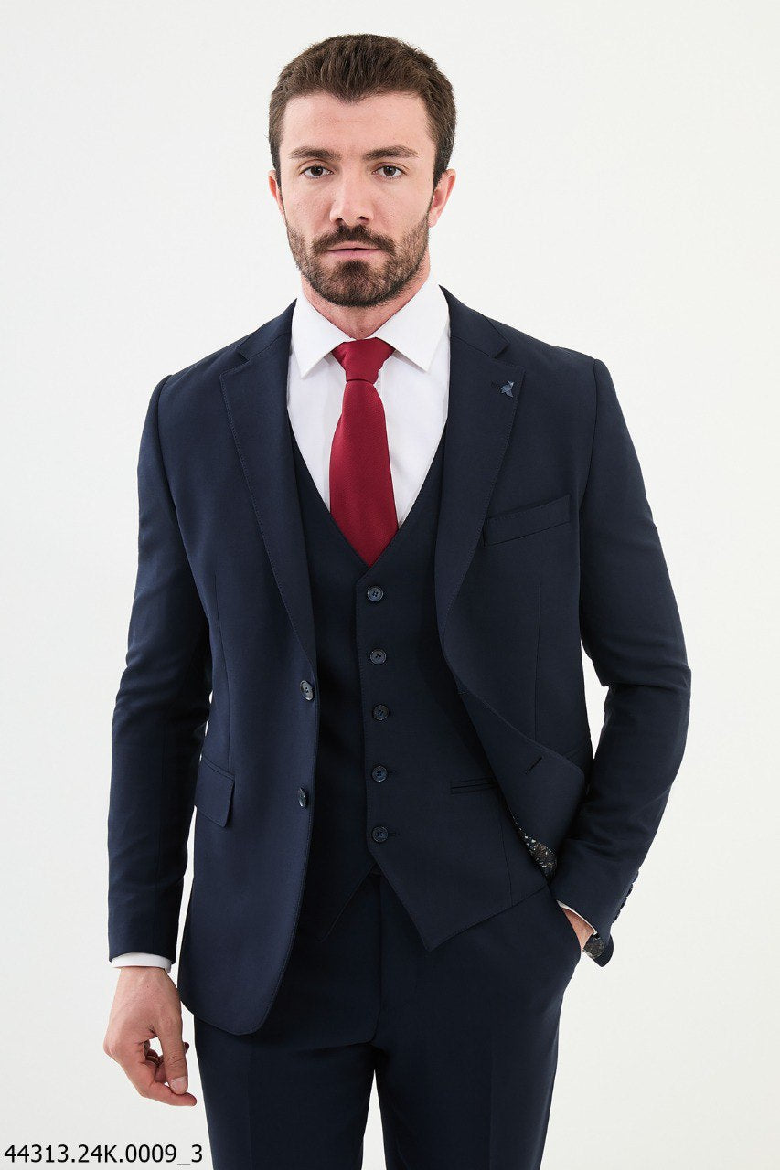 Belmonte Navy Blue Classic Slim Fit Suit