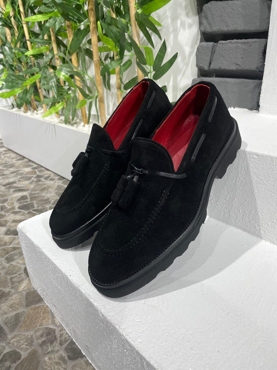 Bojoni Belmonte Black Suede Leather Loafers