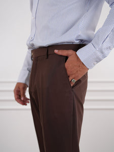Brown Slim Fit High Waist Trousers