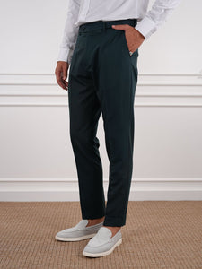 Green Slim Fit High Waist Trousers