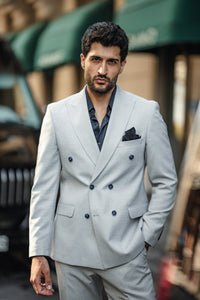Cannes Light Grey Double-Breasted Suit