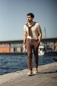 Brabion Maldives Beige Knitted Polo Shirt