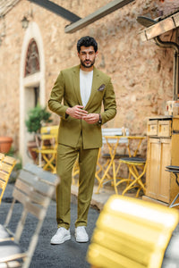 Bora Olive Green Luxury Chain Detailed Suit
