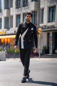 St. Tropez Black Slim Fit Double-Breasted Suit