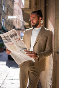Monaco Khaki Green Mono-Collar Summer Suit