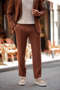 Marrakech Tile Brown Seersucker Sport-Cut Suit